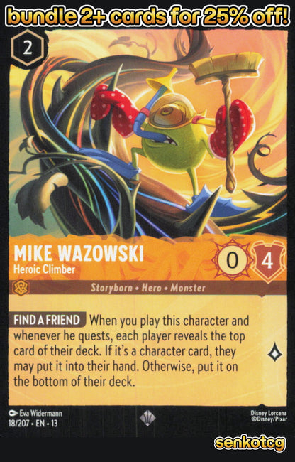 🎴 Mike Wazowski - Heroic Climber 18/204 Super Rare Attack of the Vine! NM