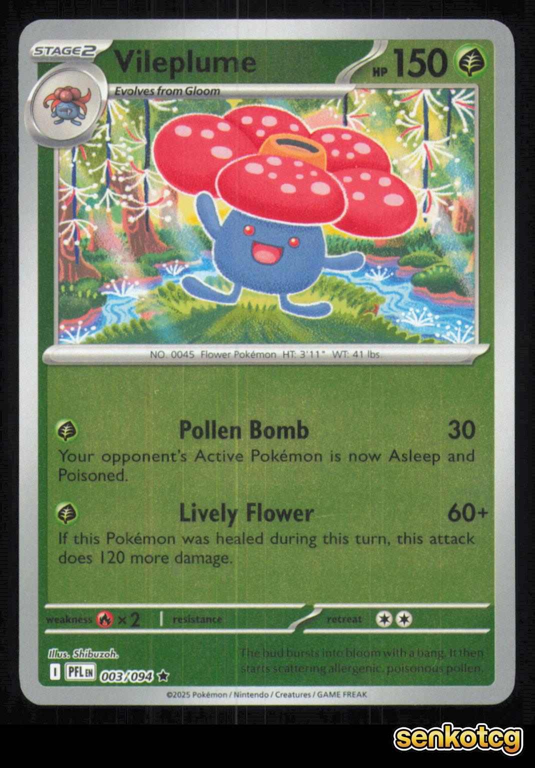 🎴 Vileplume 003/094 Reverse Holo Phantasmal Flames NM 🎨 Shibuzoh.