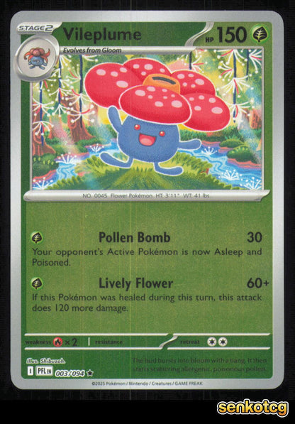 🎴 Vileplume 003/094 Reverse Holo Phantasmal Flames NM 🎨 Shibuzoh.