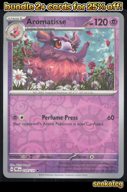 🎴 Aromatisse 039/131 Common Reverse Holo Prismatic Evolutions NM