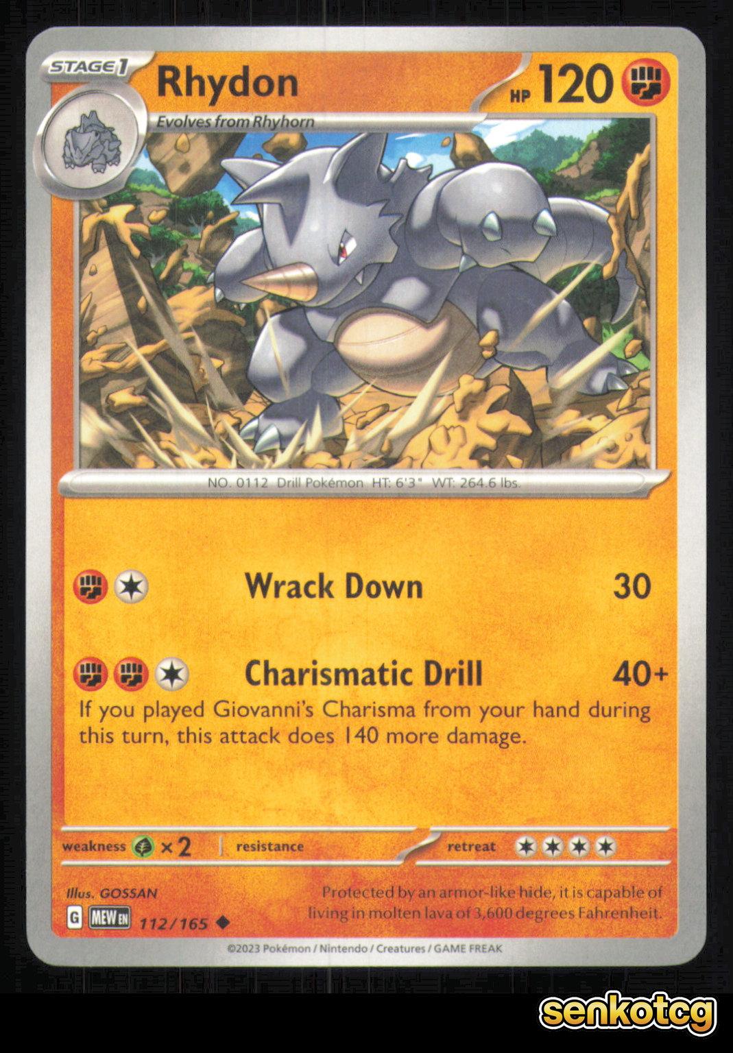 🎴 Rhydon 112/165 151 NM 🎨 GOSSAN
