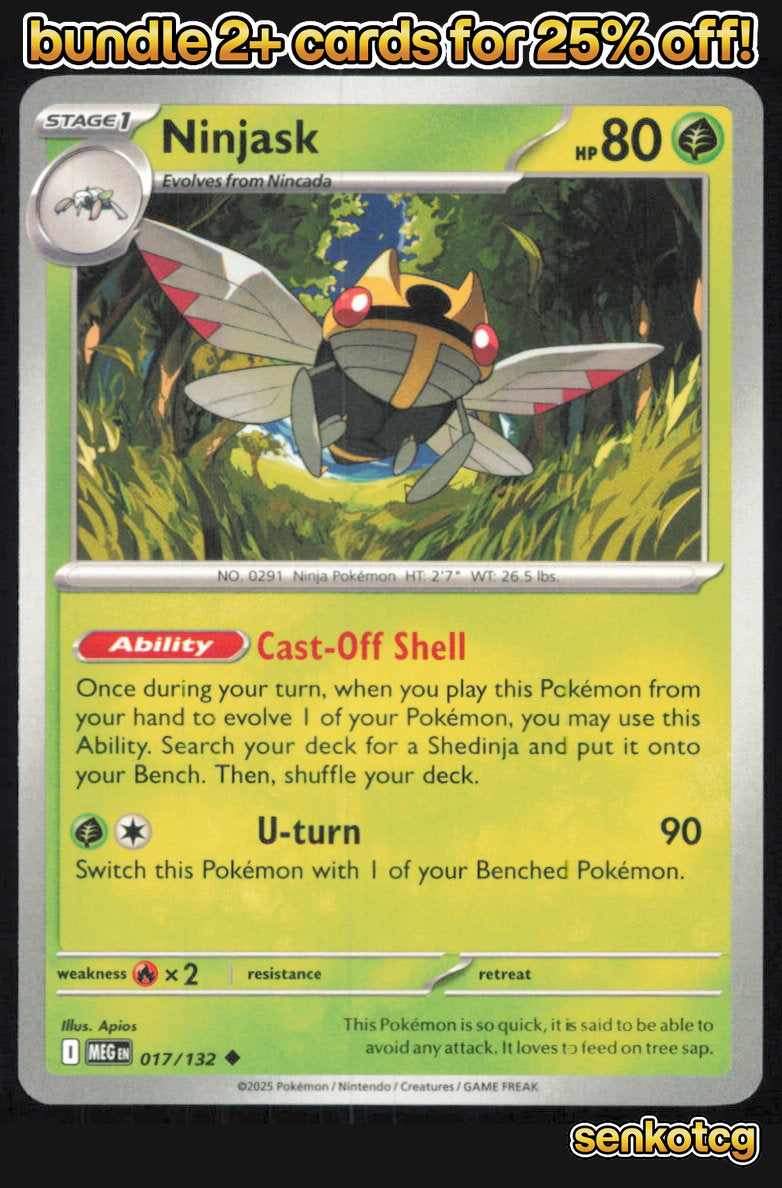 🎴 Ninjask 017/132 Uncommon Mega Evolution NM