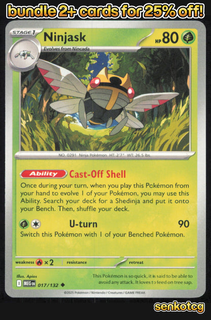 🎴 Ninjask 017/132 Uncommon Mega Evolution NM