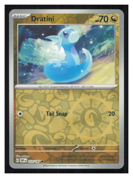 🎴 Dratini 157/197 Common Reverse Holo Obsidian Flames NM