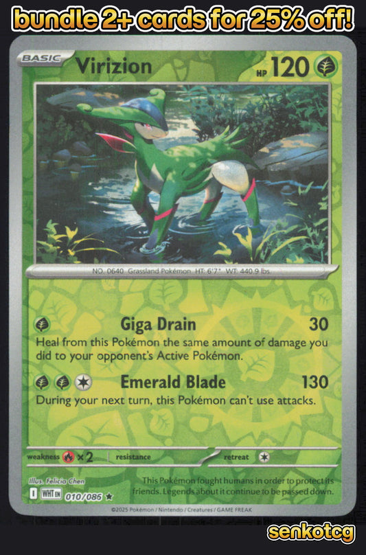 🎴 Virizion 010/086 Rare Reverse Holo White Flare NM