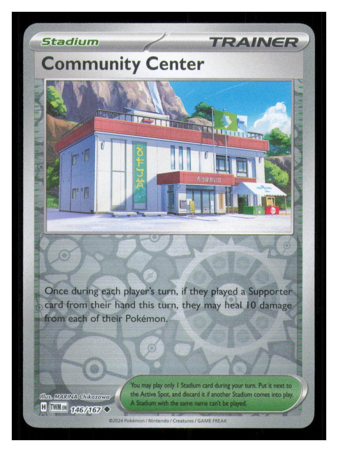 🎴 Community Center 146/167 Reverse Holo Twilight Masquerade NM 🎨 Chikazawa