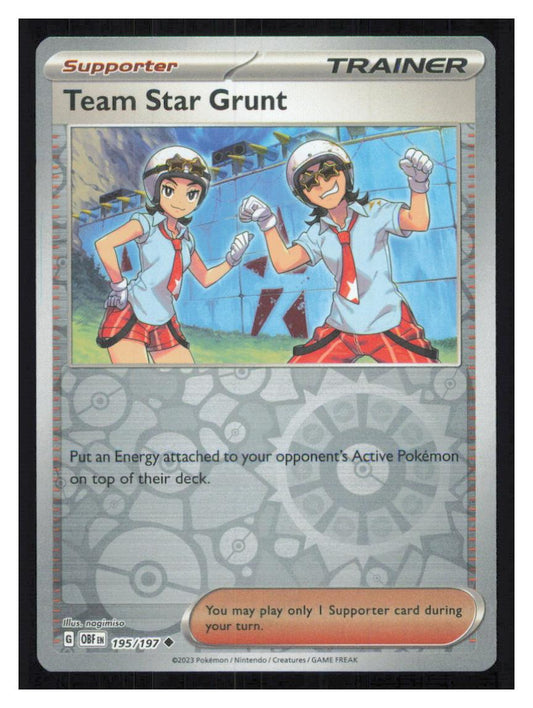 🎴 Team Star Grunt 195/197 Uncommon Reverse Holo Obsidian Flames NM