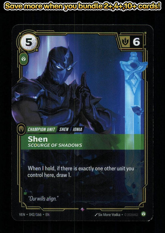 🎴 Shen - Scourge of Shadows 042/166 Rare Foil Vendetta NM 🎨 Vodka