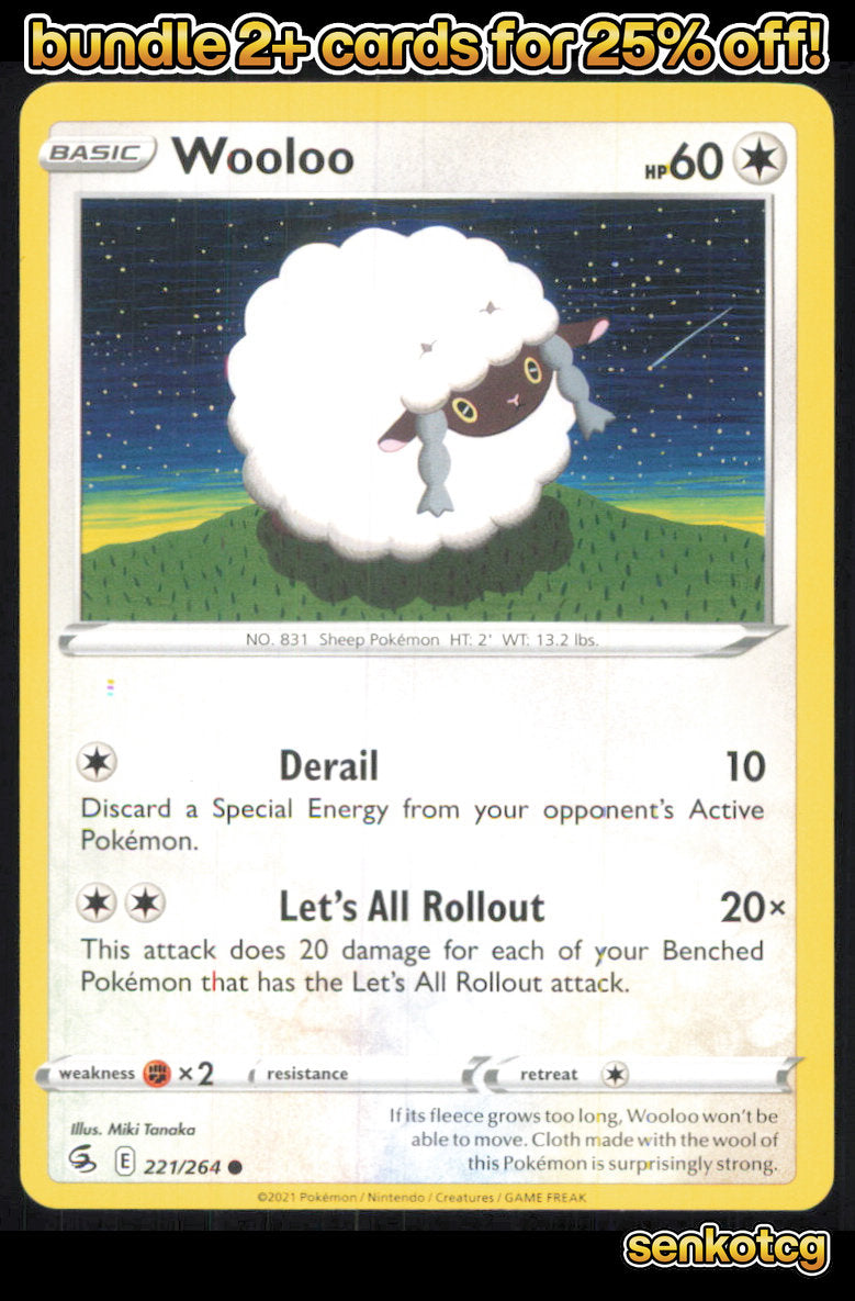 🎴 Wooloo 221/264 Common Fusion Strike NM