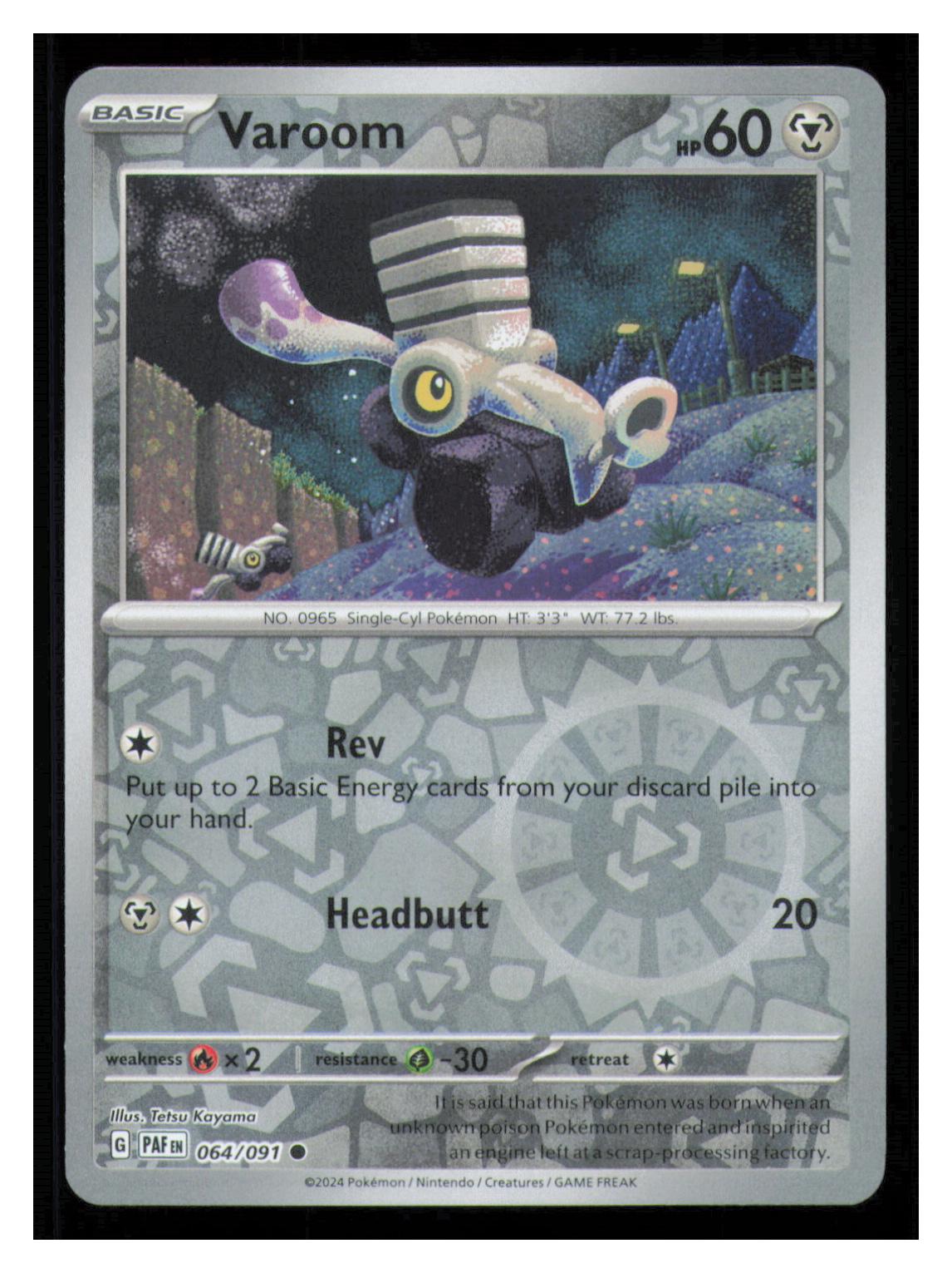 🎴 Varoom 064/091 Reverse Holo Paldean Fates Pokemon NM