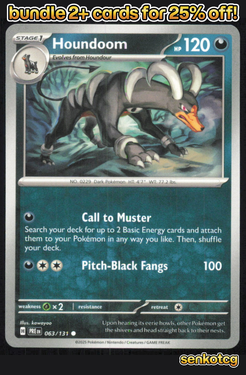 🎴 Houndoom 063/131 Common Prismatic Evolutions NM 🎨 kawayoo