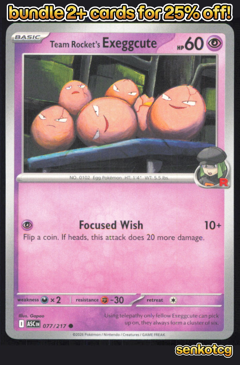 🎴 Team Rocket's exeggcute 077/217 Common Ascended Heroes NM