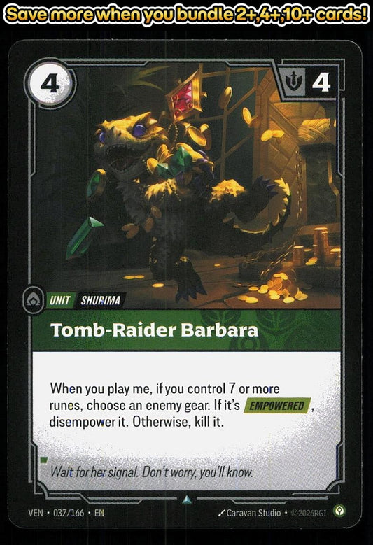 🎴 Tomb-Raider Barbara 037/166 Uncommon Vendetta NM 🎨 Studio