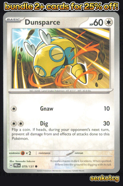 🎴 Dunsparce 079/131 Common Prismatic Evolutions NM 🎨 Sakuma