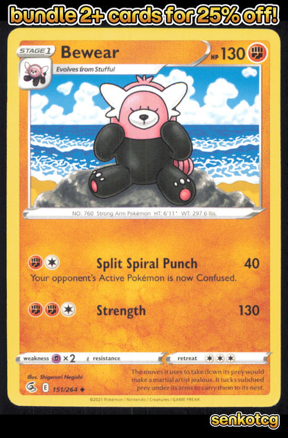 🎴 Bewear 151/264 Uncommon Fusion Strike NM