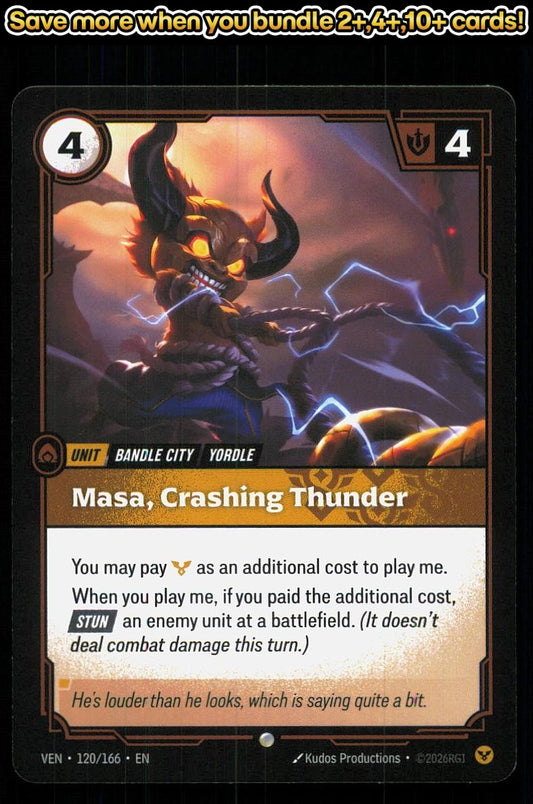 🎴 Masa, Crashing Thunder 120/166 Common Vendetta NM 🎨 Productions