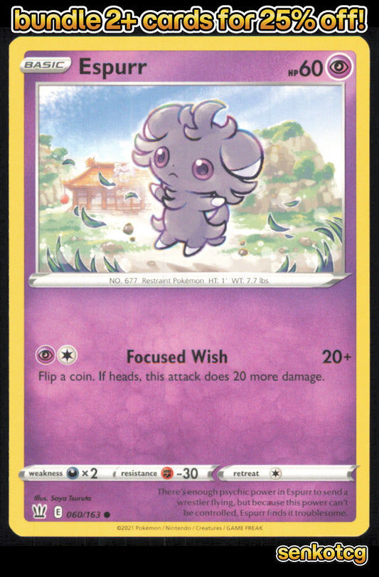 🎴 Espurr 060/163 Common Battle Styles NM