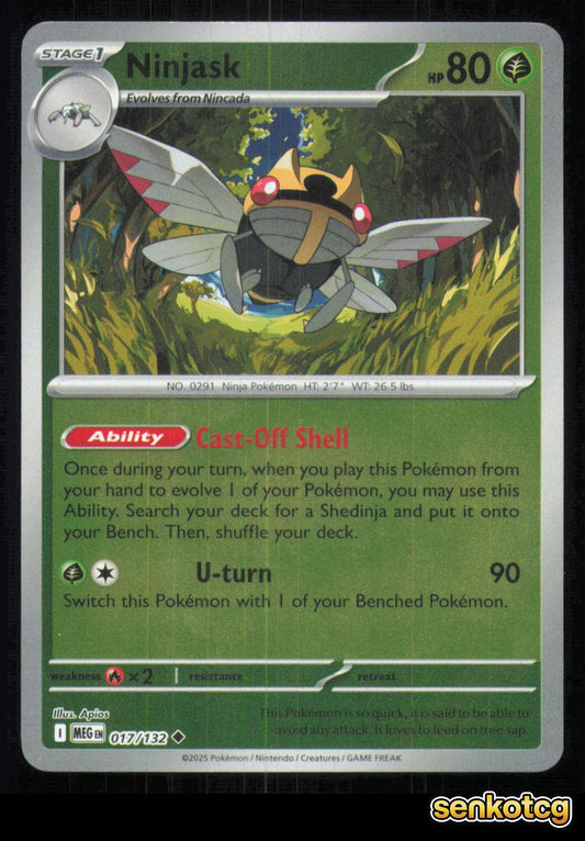 🎴 Ninjask 017/132 Uncommon Reverse Holo Mega Evolution NM