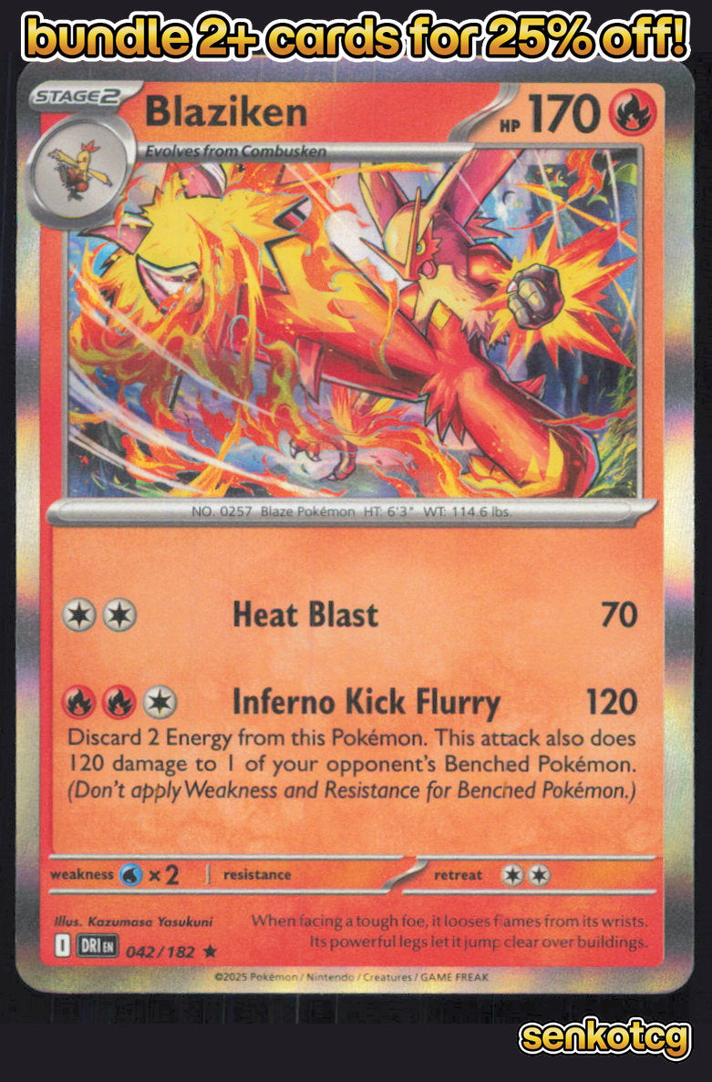 🎴 Blaziken 042/182 Rare Holo Destined Rivals NM