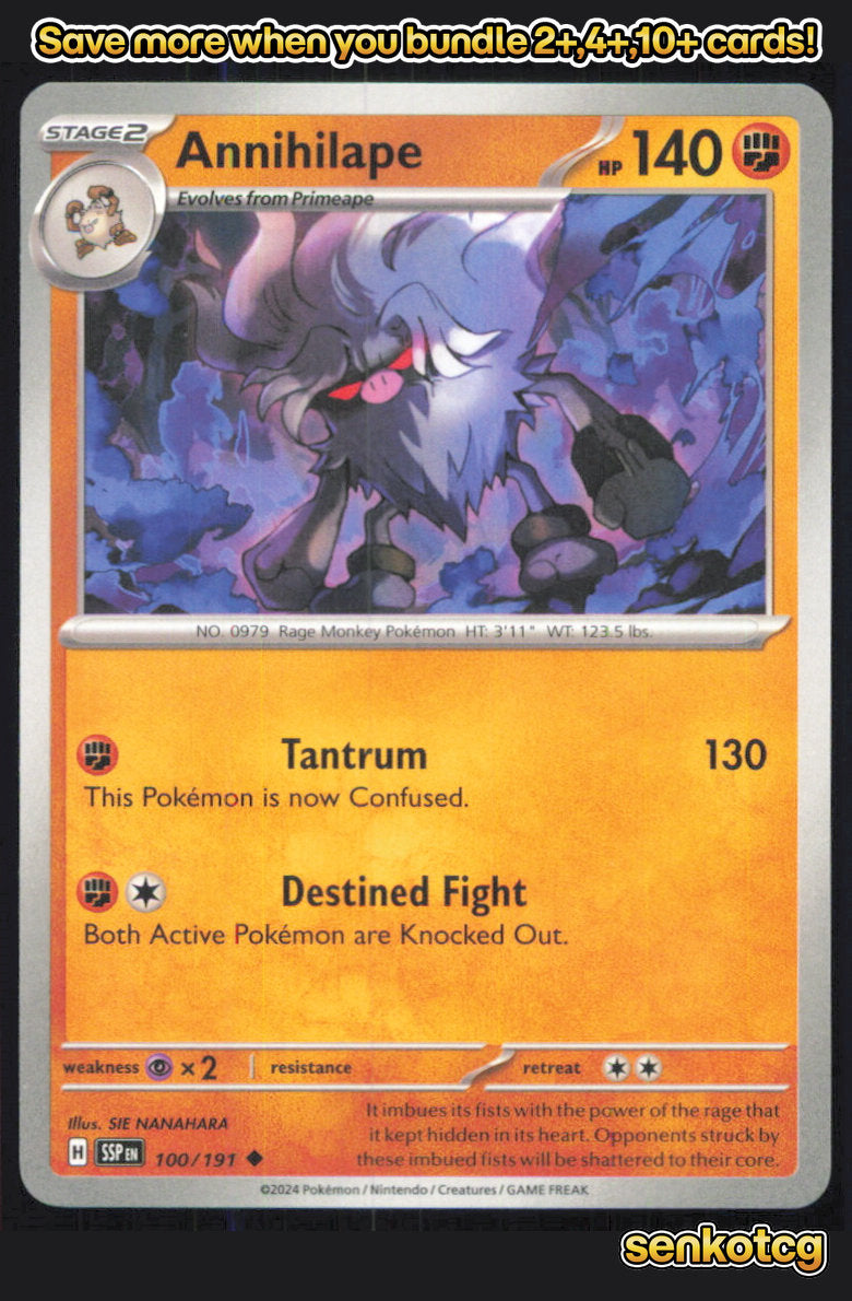 🎴 Annihilape 100/191 Uncommon Surging Sparks NM 🎨 NANAHARA