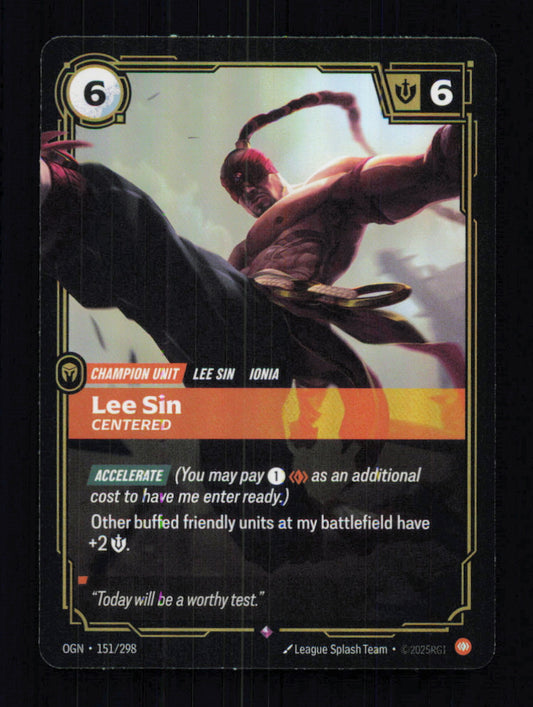 🎴 Lee Sin Centered 151/298 Rare Foil OGN Origins NM