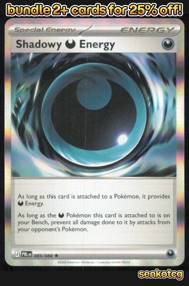 🎴 Shadowy Darkness Energy 083/084 Rare Holo Pitch Black NM 🎨