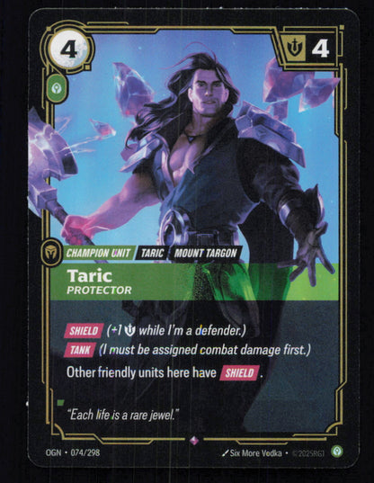 🎴 Taric Protector 074/298 Rare Foil OGN Origins NM