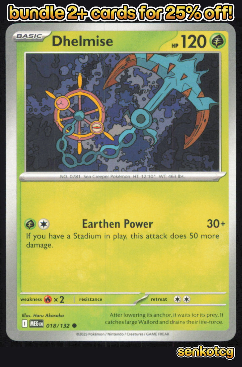 🎴 Dhelmise 018/132 Common Mega Evolution NM