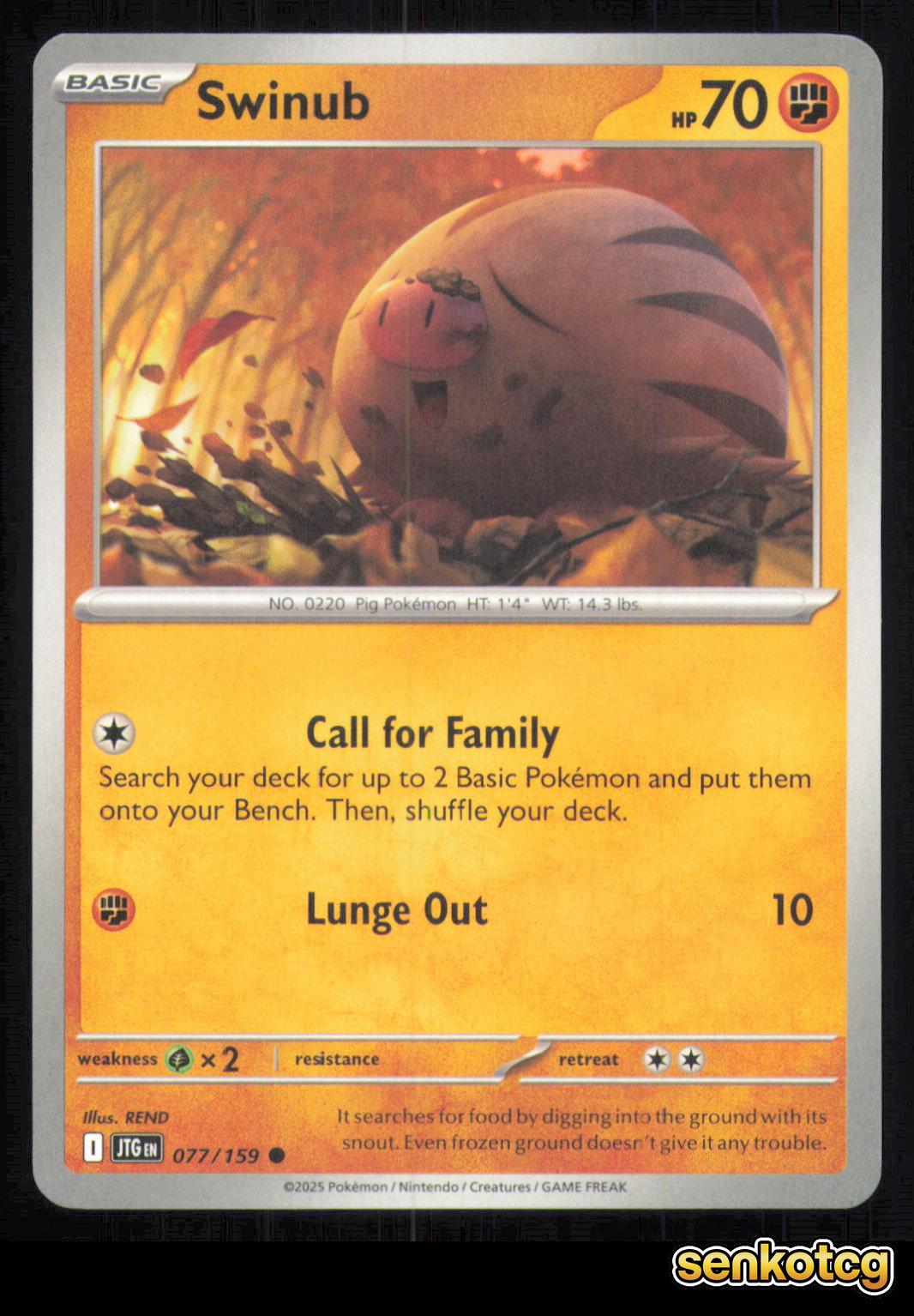 🎴 Swinub 077/159 Journey Together NM 🎨 REND