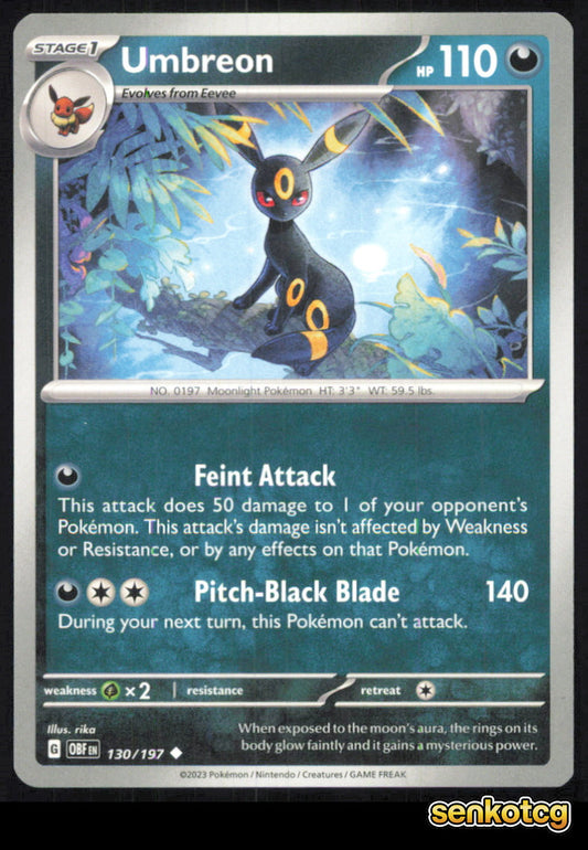 🎴 Umbreon 130/197 Uncommon Obsidian Flames NM