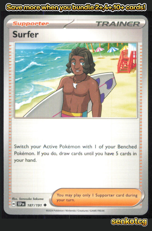 🎴 Surfer 187/191 Uncommon Surging Sparks NM 🎨 Sakuma