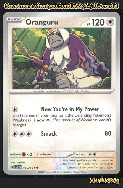 🎴 Oranguru 156/191 Common Surging Sparks NM 🎨 Saboteri