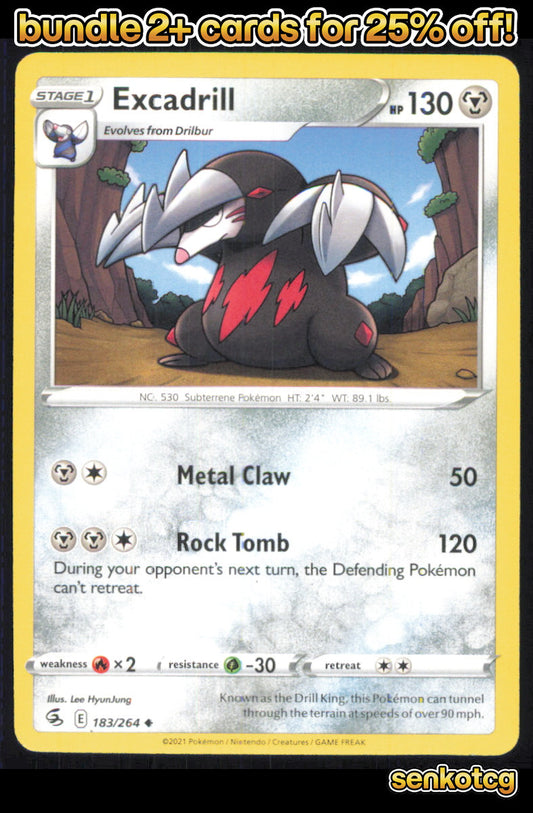 🎴 Excadrill 183/264 Uncommon Fusion Strike NM