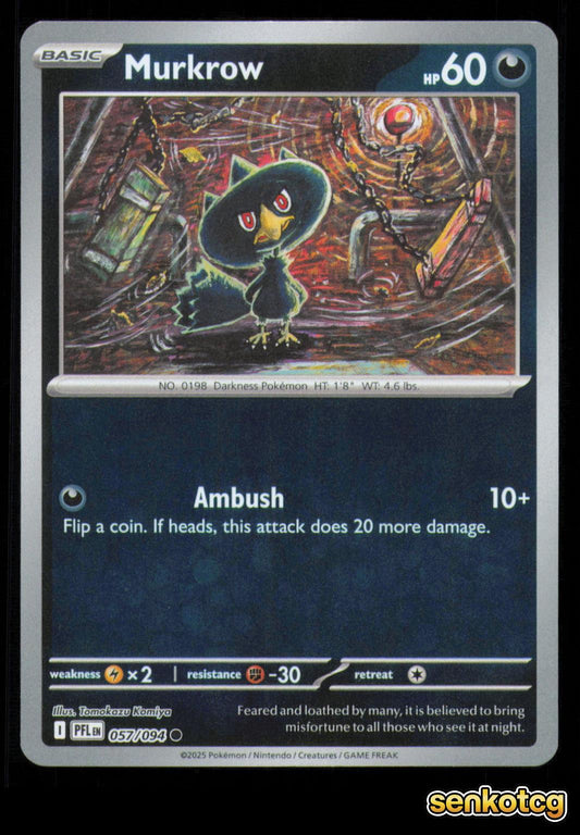 🎴 Murkrow 057/094 Reverse Holo Phantasmal Flames NM 🎨 Komiya