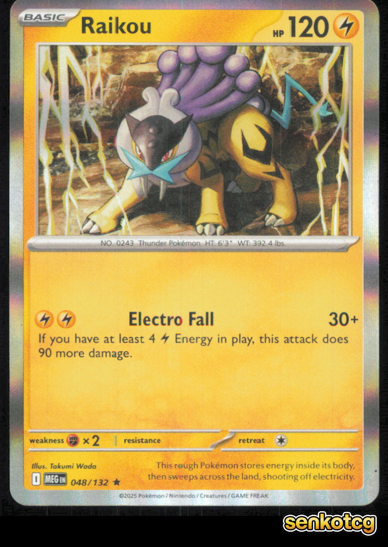 🎴 Raikou 048/132 Rare Mega Evolution NM