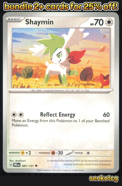 🎴 Shaymin 087/131 Uncommon Prismatic Evolutions NM 🎨 Amelicart