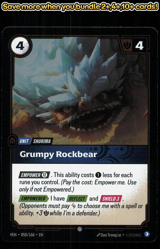 🎴 Grumpy Rockbear 050/166 Common Foil Vendetta NM 🎨 Le