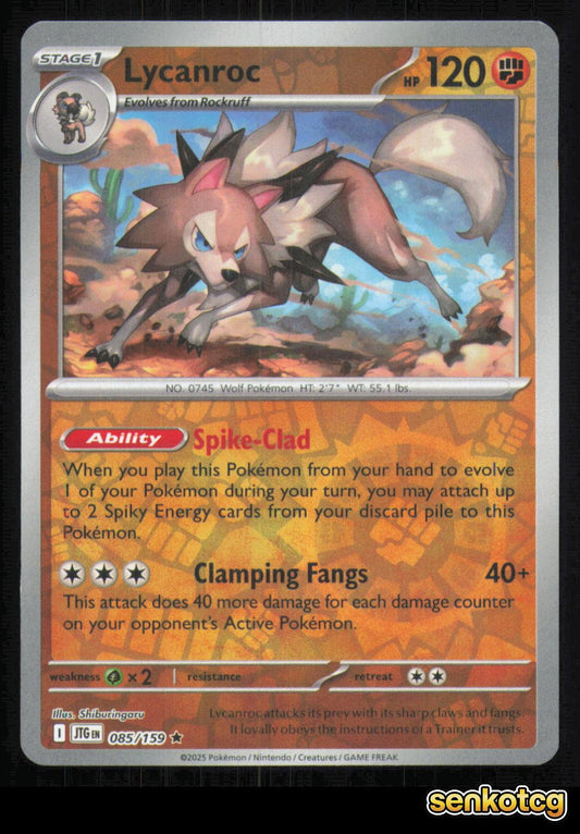 🎴 Lycanroc 085/159 Reverse Holo Journey Together NM 🎨 Shiburingaru