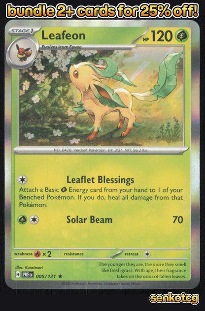 🎴 Leafeon 005/131 Rare Holo Prismatic Evolutions NM 🎨 Kuroimori