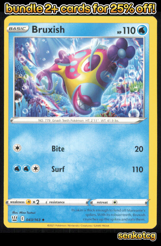 🎴 Bruxish 043/163 Uncommon Battle Styles NM