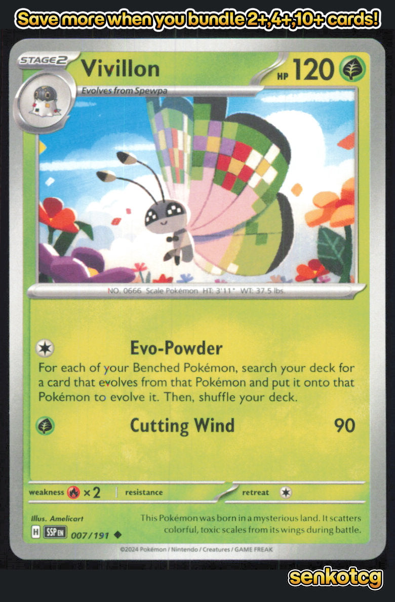 🎴 Vivillon 007/191 Uncommon Surging Sparks NM 🎨 Amelicart