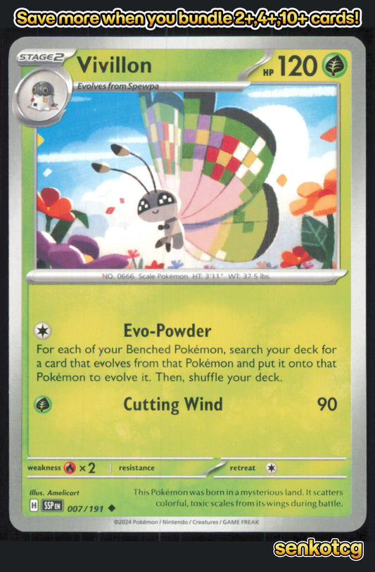 🎴 Vivillon 007/191 Uncommon Surging Sparks NM 🎨 Amelicart