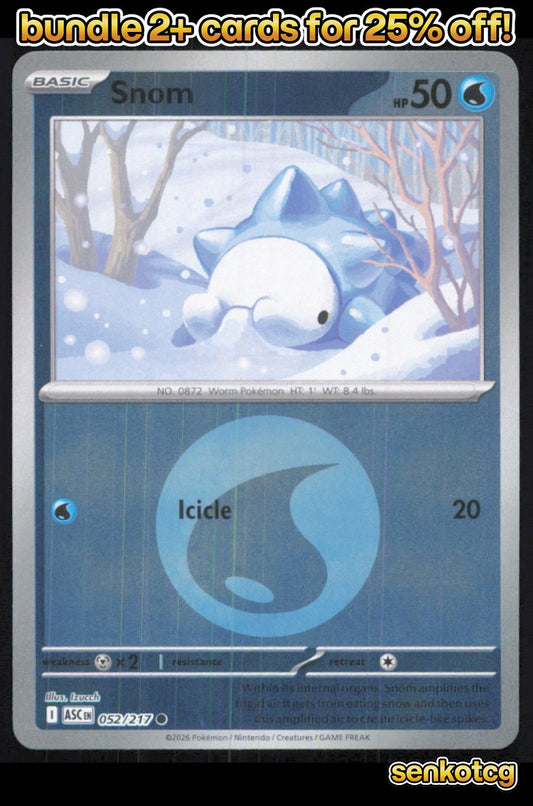 🎴 Snom (Energy Symbol Pattern) 052/217 Reverse Holo ASC Ascended Heroes NM