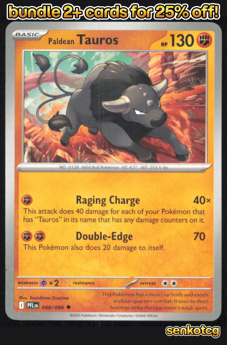 🎴 Paldean Tauros 048/094 Uncommon Phantasmal Flames NM