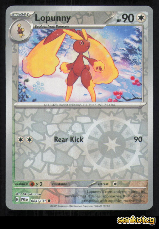 🎴 Lopunny 084/131 Reverse Holo Prismatic Evolutions NM 🎨 Matsuno