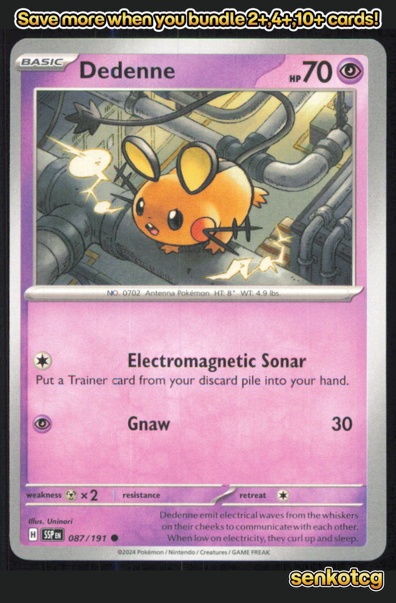 🎴 Dedenne 087/191 Common Surging Sparks NM 🎨 Uninori