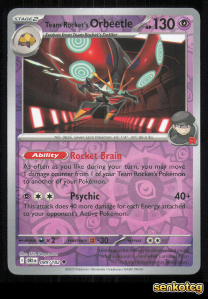 🎴 Team Rocket's Orbeetle 089/182 Reverse Holo Destined Rivals NM 🎨 Nagasawa