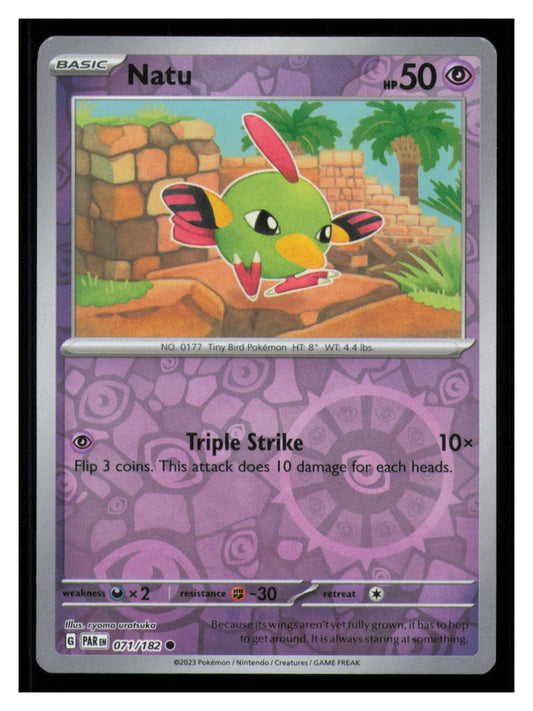 🎴 Natu 071/182 Reverse Holo Paradox Rift Pokemon NM