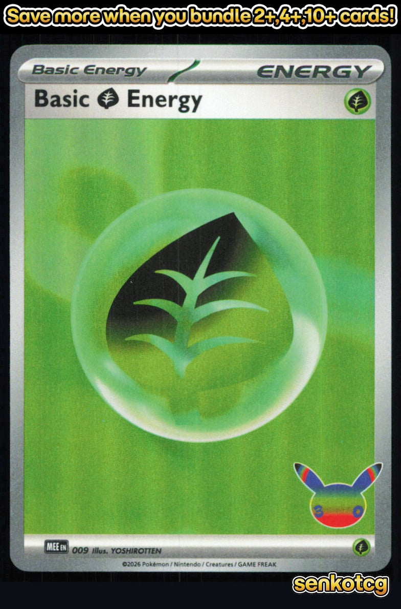 🎴 Basic Grass Energy (30th Celebration) 009 Holo NM