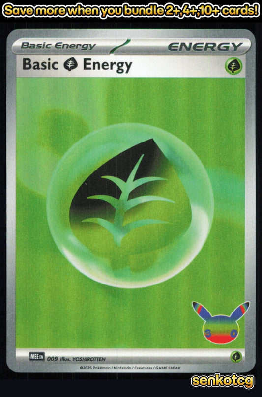 🎴 Basic Grass Energy (30th Celebration) 009 Holo NM